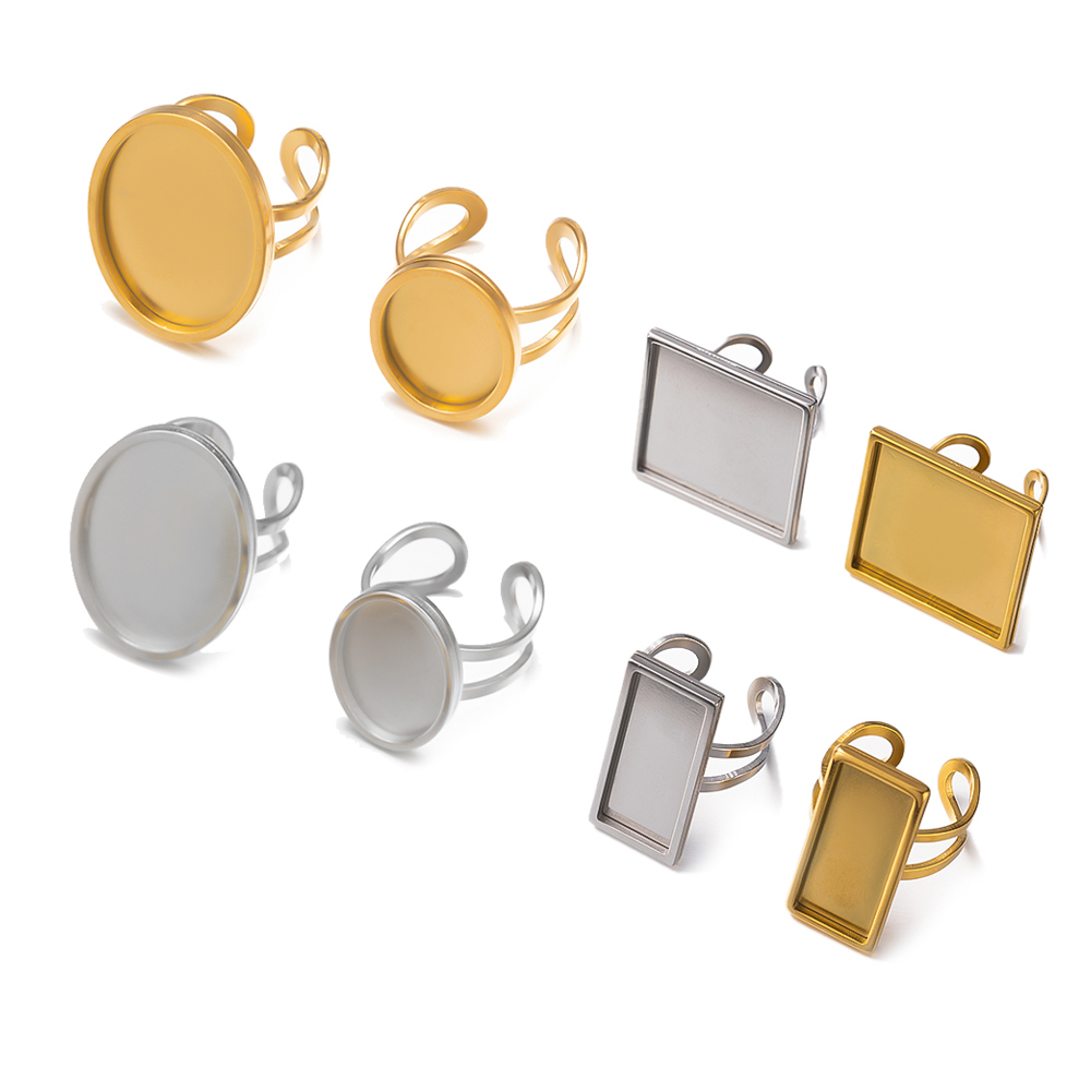 Ring Blank Adjustable - 4 pçs de aço inoxidável dourado