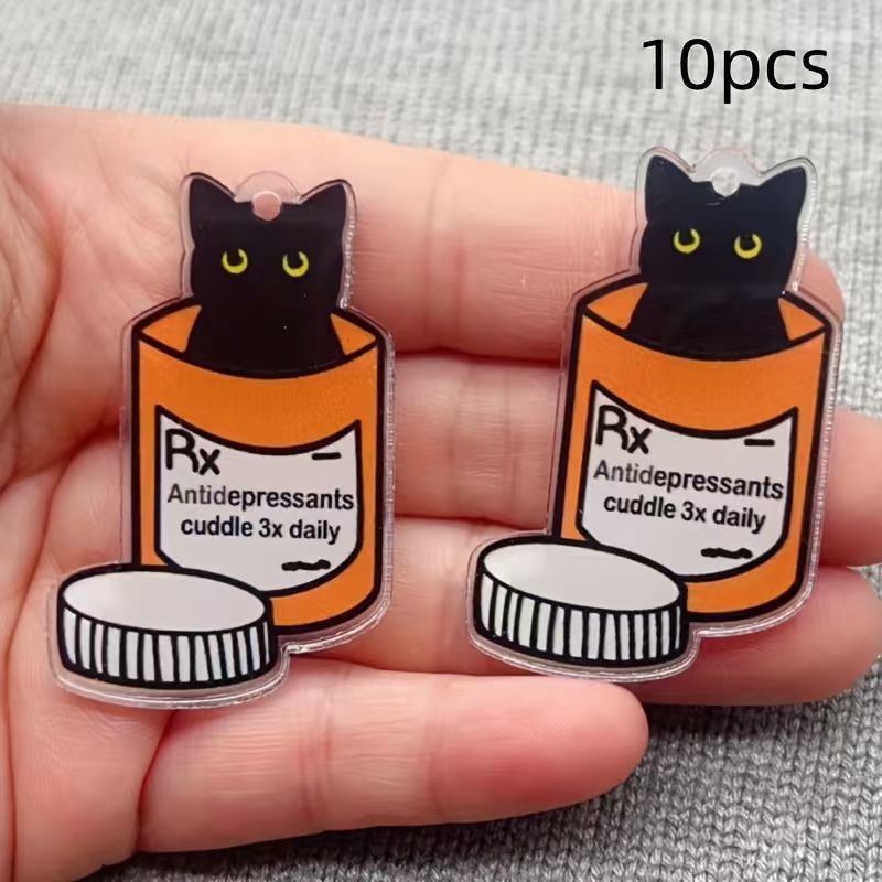Jewelry Making Necklaces - Pingente de gato medicinal em acrílico,