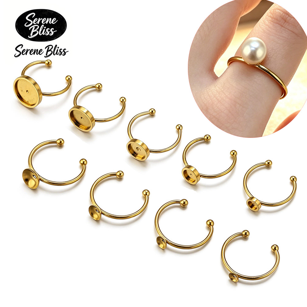 Ring Blank Adjustable - 10 peças de Aço Inoxidável, Base