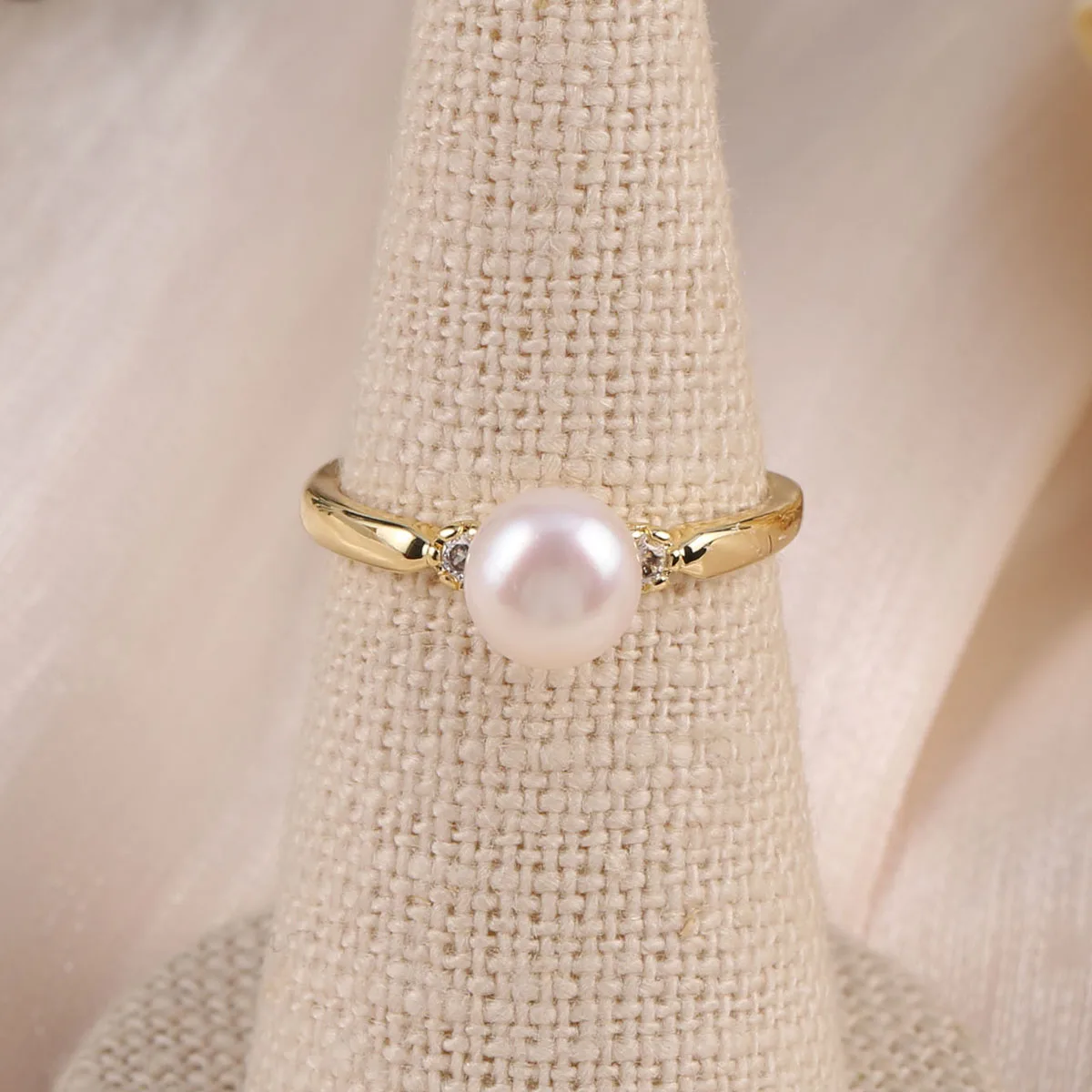 Ring Blank Adjustable - Anéis de pérolas naturais de água