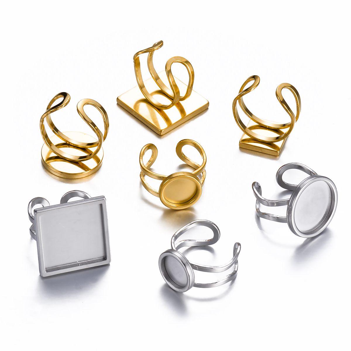 Ring Blank Adjustable - 4 Peças de Aço Inoxidável: Bases