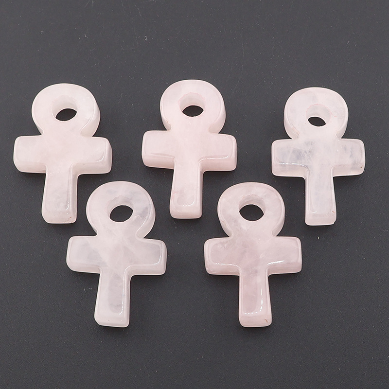 Jewelry Making Michaels - Pingente Cruz Ankh de Quartzo Rosa,