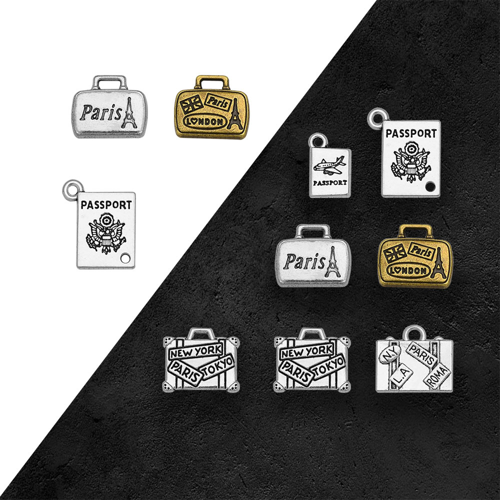 Jewelry Making London - Antigo banhado a prata mala passaporte