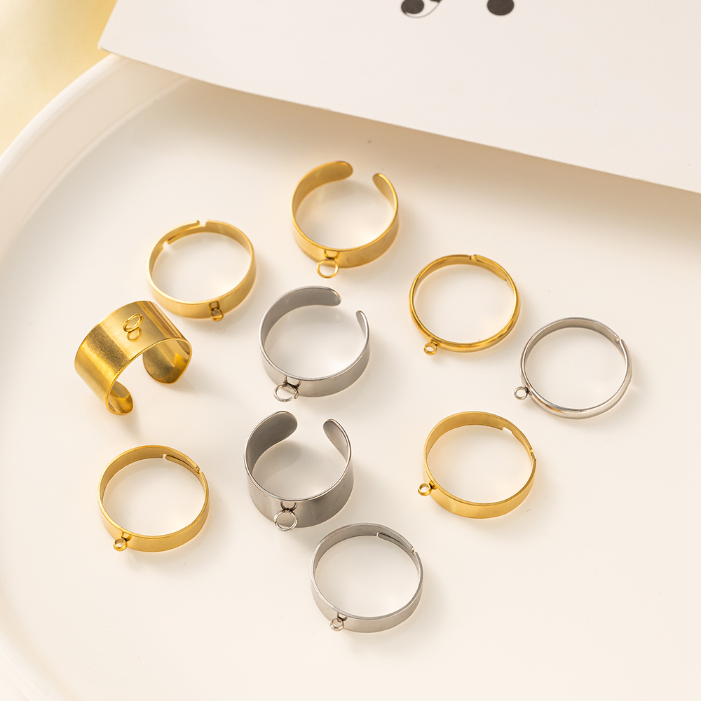 5 pçs/lote aço inoxidável cor  - Ring Blank Adjustable avaliação e preço
